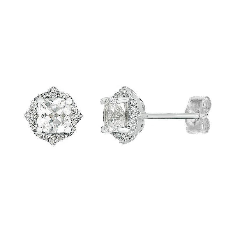 Gemminded Sterling Silver Lab-Created White Sapphire Stud Earrings, Womens Product Image