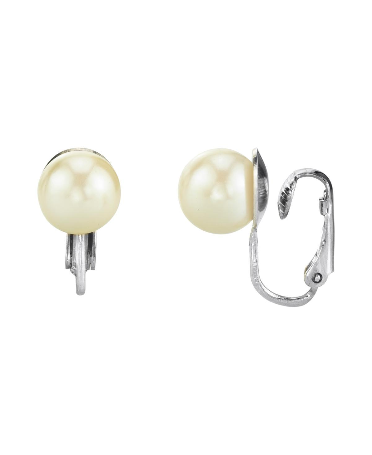 1928 Simulated Pearl Clip-On Earrings, Womens, White Product Image