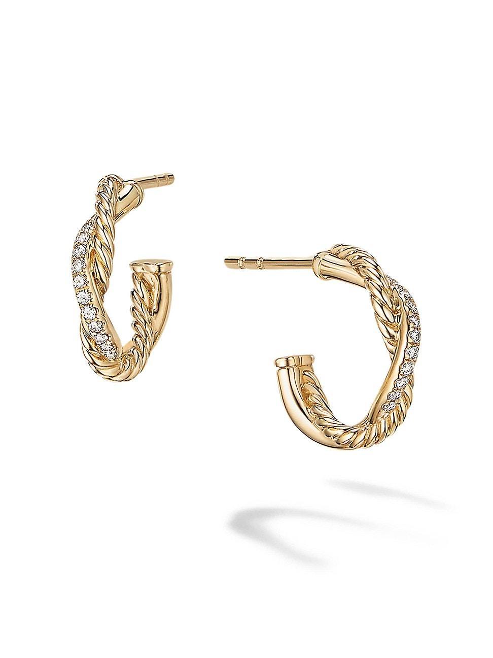 Womens Petite Infinity Huggie Hoop Earrings In 18K Yellow Gold With Diamonds Product Image