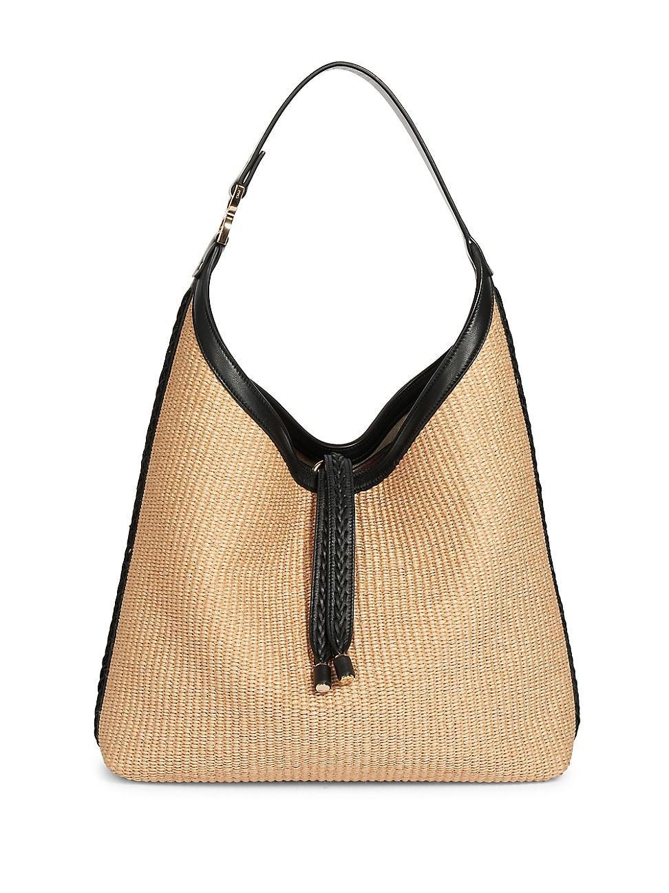 Womens Raffia & Leather Marcie Hobo Bag Product Image