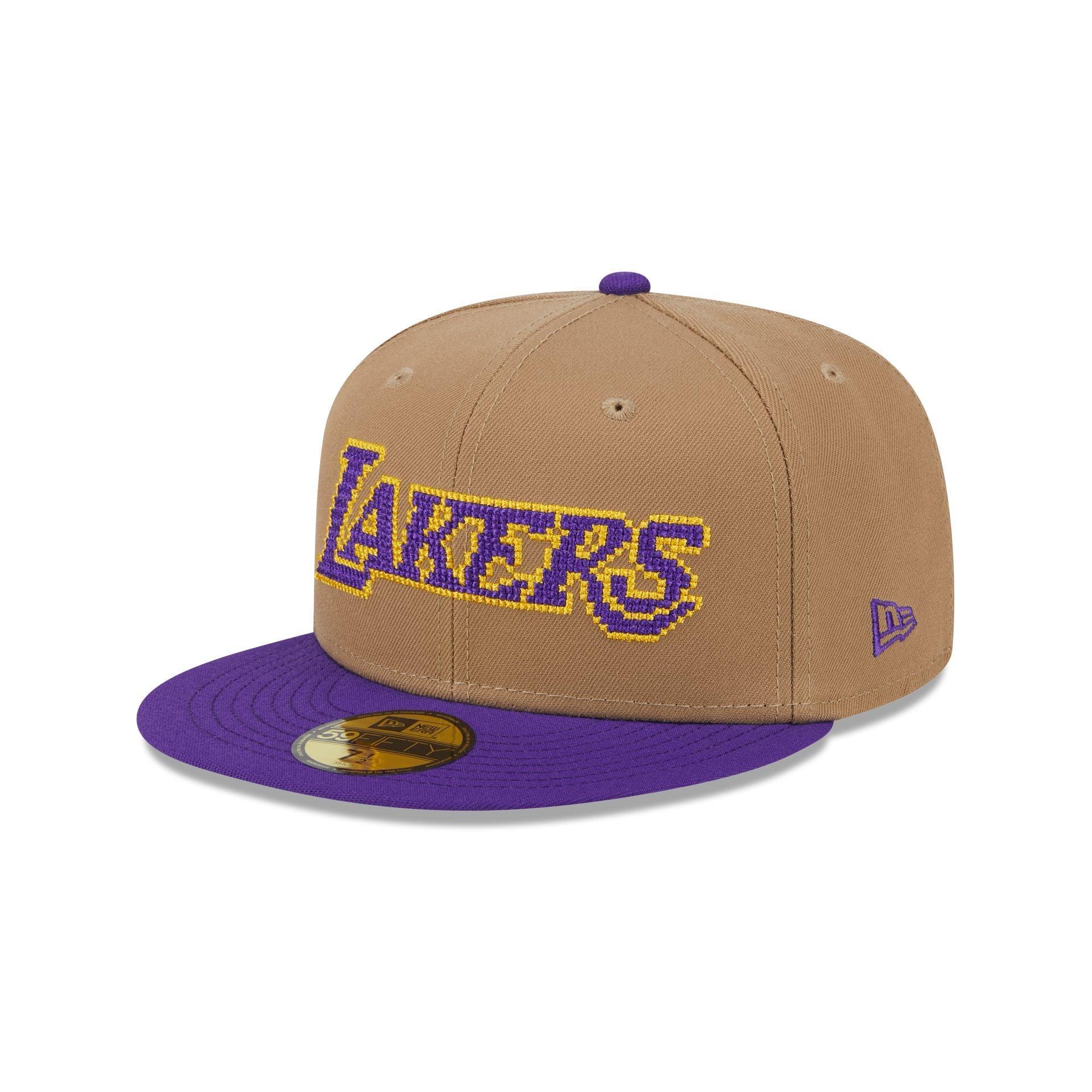 Los Angeles Lakers Classic 8-Bit Wordmark 59FIFTY Fitted Hat Male Product Image