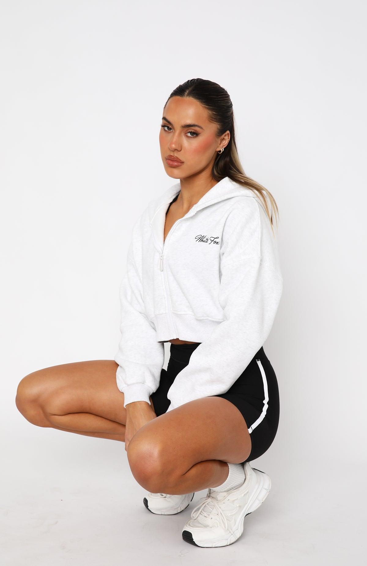 Stepping Out Cropped Hoodie Grey Marle Product Image