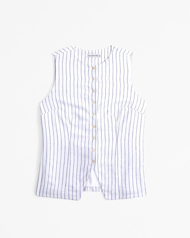 The A&F Mara Linen-Blend Button-Through Vest Product Image