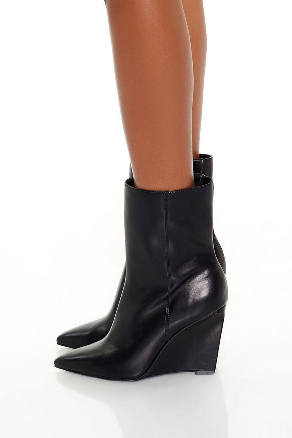 Faux Leather Pointed Wedge Booties | Forever 21 Product Image