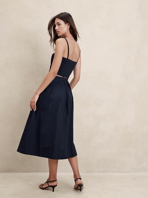 Poplin Pleated Midi Skirt Product Image