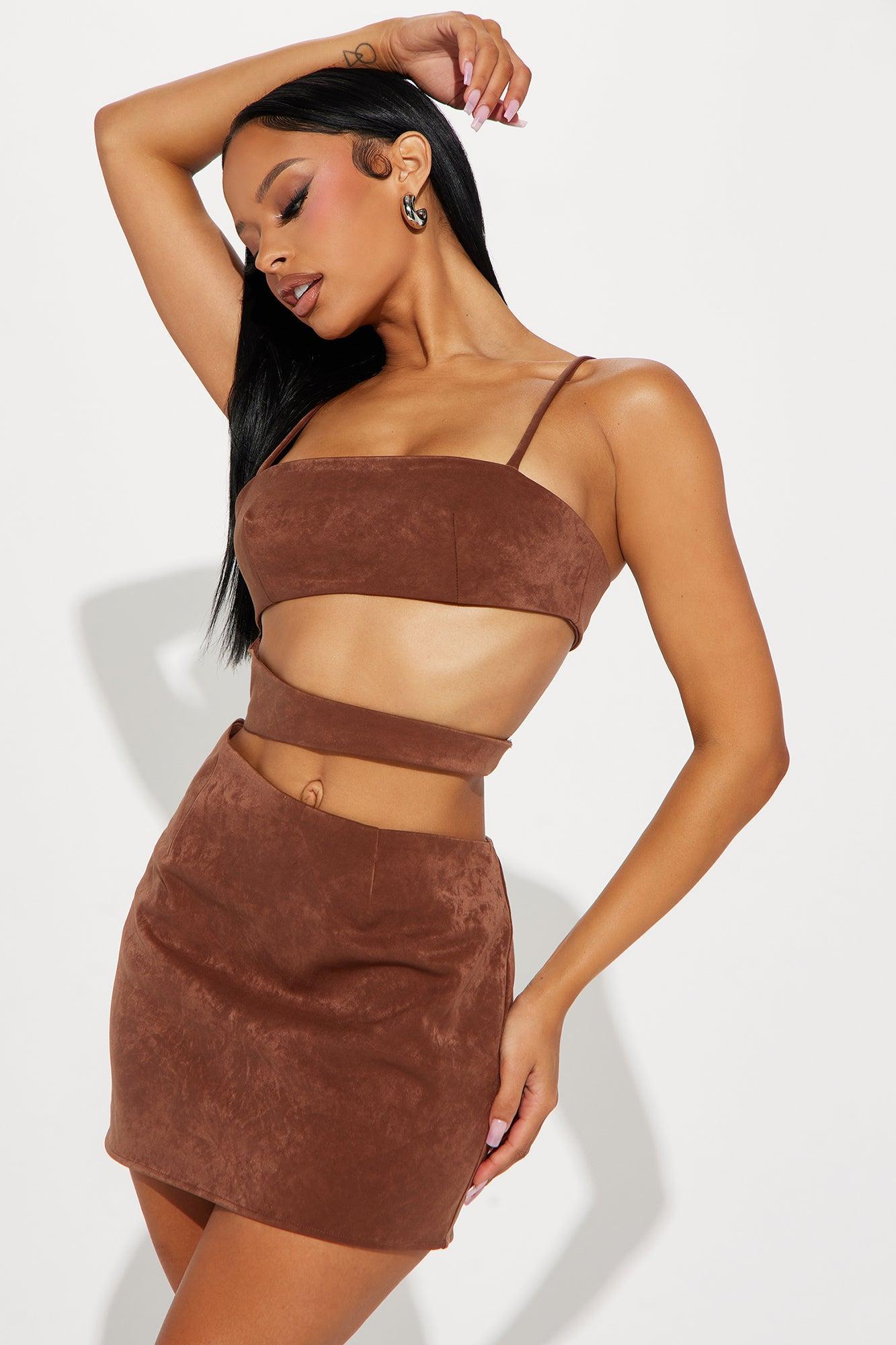 Rosie Cut Out Micro Mini Dress - Brown Product Image