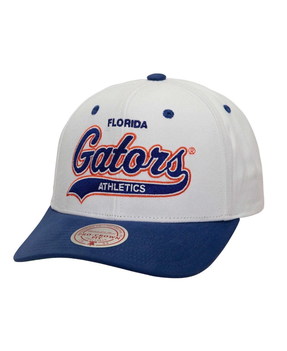 Mitchell & Ness Mens White Florida Gators Tail Sweep Pro Snapback Hat - White, Royal Product Image