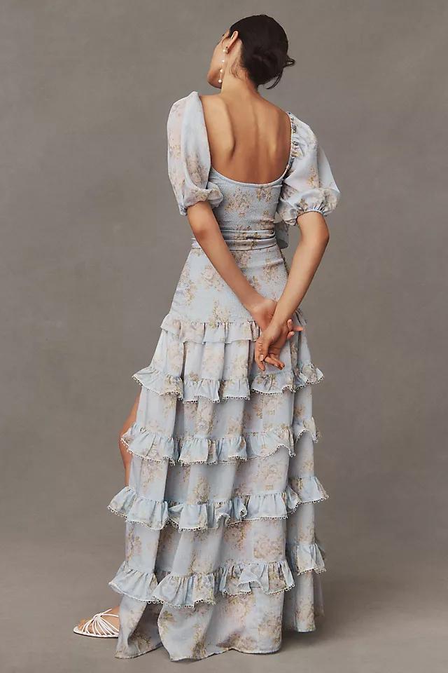 V. Chapman Elsie Ruched Tiered Puff-Sleeve Gown Product Image