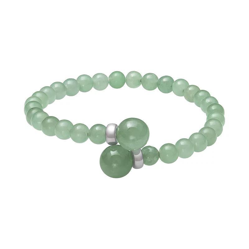 Sterling Silver Jade Flex Bangle Bracelet, Womens Product Image