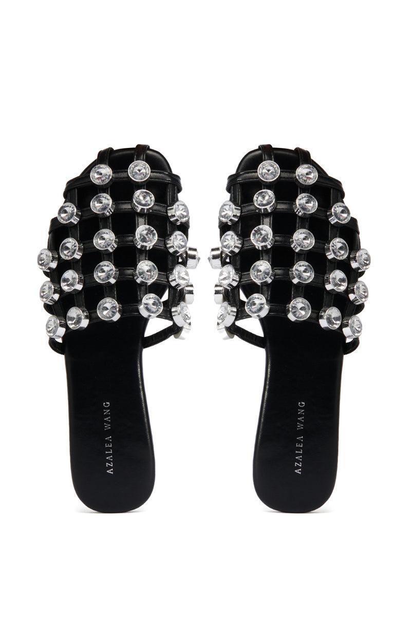 AZALEA WANG XERES GEM EMBELLISHED FLAT IN BLACK Product Image