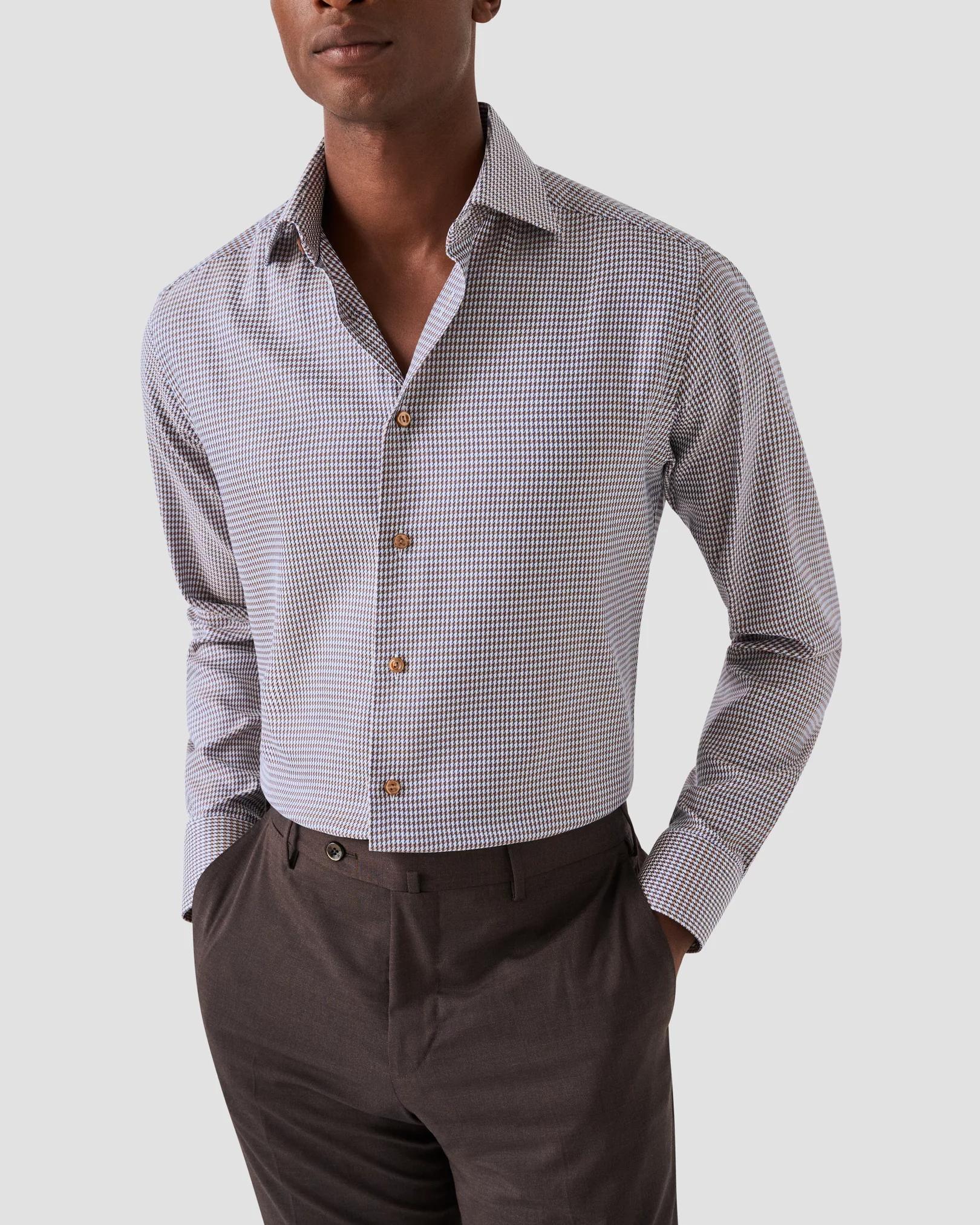 Eton Houndstooth Print Signature Twill Shirt Product Image