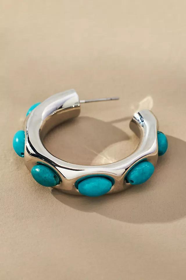 Encased Stone Hoop Earrings Product Image