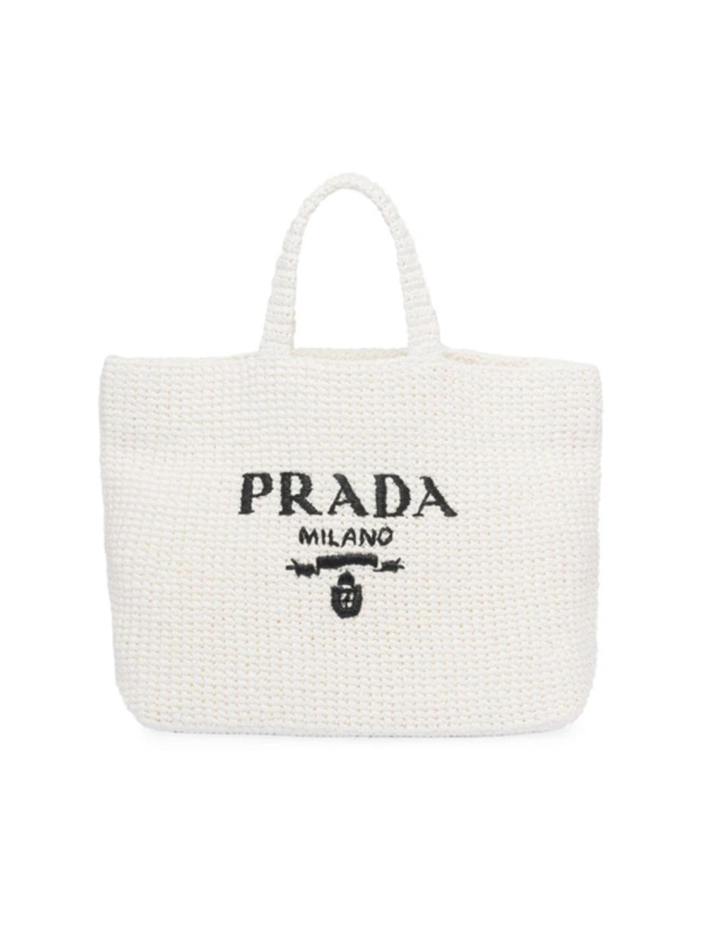 Raffia Tote Bag In White Product Image