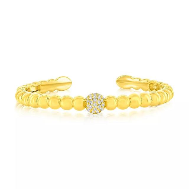 Argento Bella Gold Tone Sterling Silver Cubic Zirconia Round Link Cuff Bracelet, Womens Product Image