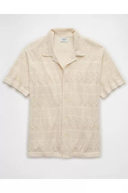 AE Diamond Crochet Button-Up Sweater Polo Shirt Men's Product Image