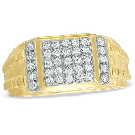 Men's 1/2 CT. T.w. Diamond Ring in Sterling Silver and 14K Gold Plate Product Image