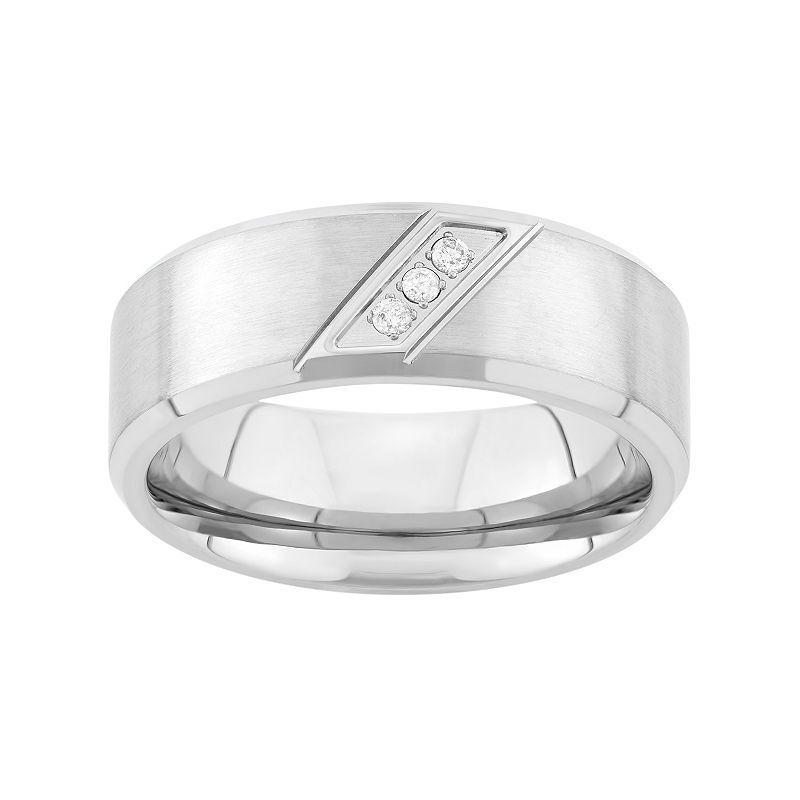 Diamond Accent Stainless Steel Wedding Band - Men, Mens White Product Image