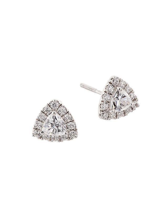 Womens 14K White Gold & 0.50 TCW Lab-Grown Diamond Halo Stud Earrings Product Image