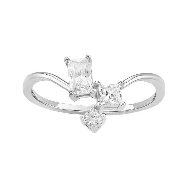 PRIMROSE Sterling Silver Cubic Zirconia Cluster V-Shape Ring, Womens Sterling Silver White Product Image