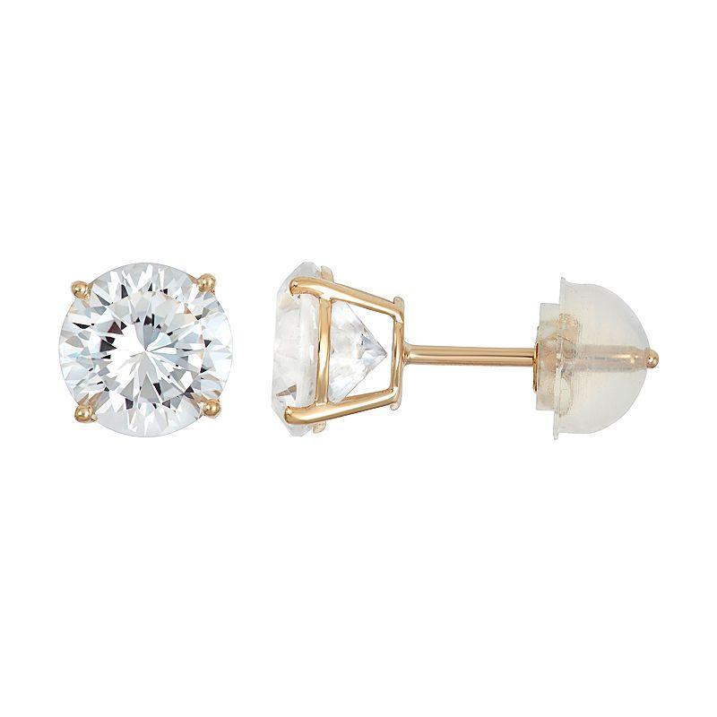 100 Facets of Love 10k Gold Lab-Created White Sapphire Stud Earrings, Womens Product Image