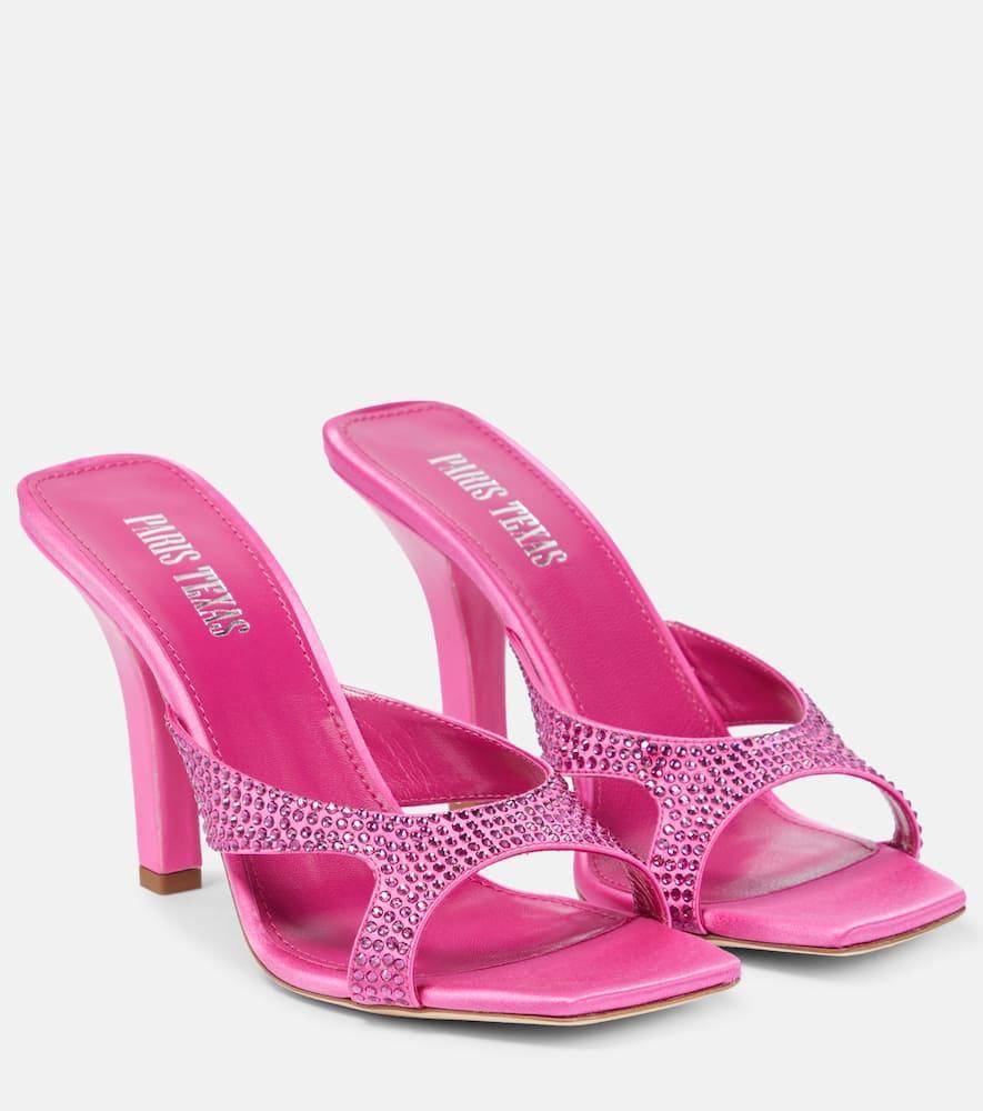 Kate Embellished Satin Mules In Pink Ruby Product Image