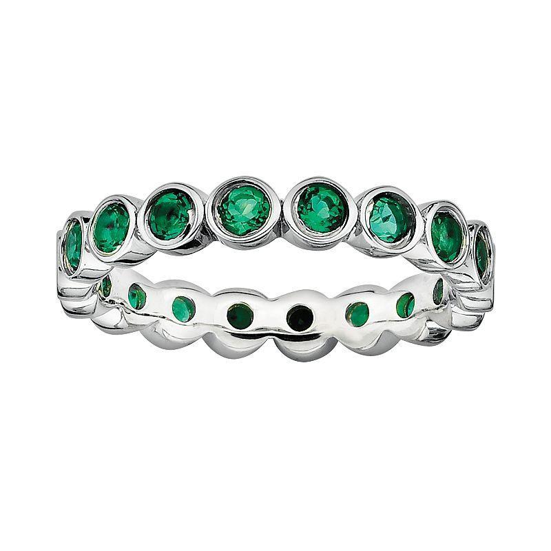 Stacks & Stones Sterling Silver Lab-Created Emerald Stack Ring, Womens Product Image