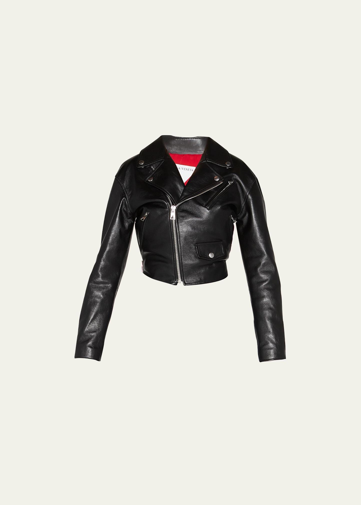 Leather Fitted Biker Jacket Product Image