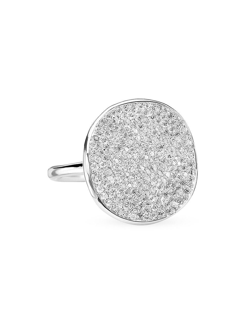 Large Flower Ring in Sterling Silver with Diamonds Product Image