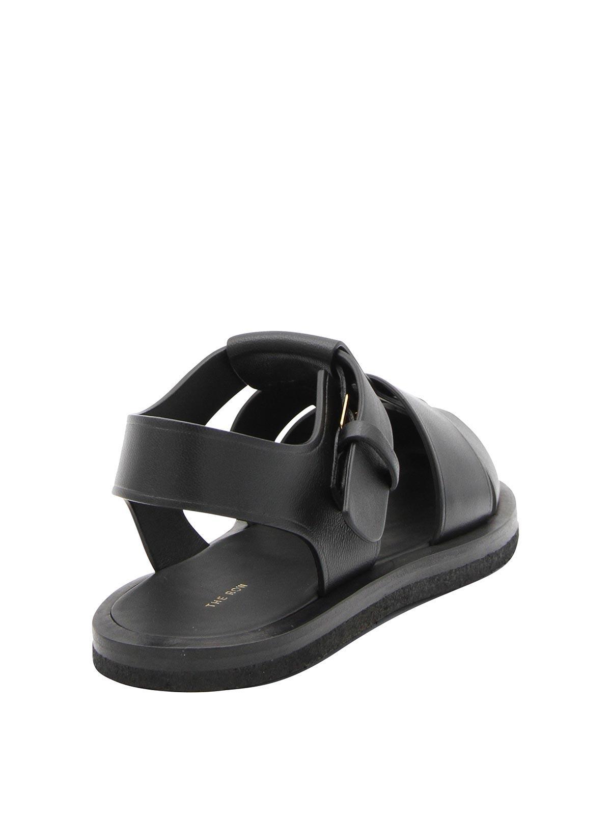 Black Leather Fisherman Sandals Product Image