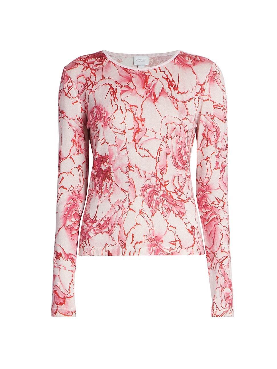 Womens Rose Long-Sleeve Knit Blouse Product Image