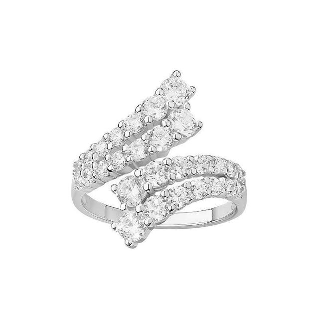 PRIMROSE Sterling Silver Cubic Zirconia Graduated Bypass Ring, Womens Product Image