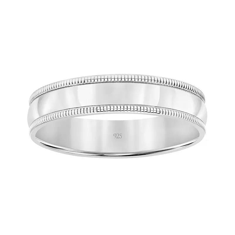 Mens Sterling Silver Milgrain Edge Band Ring Product Image