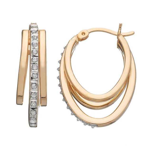 Diamond Mystique 18k Gold Over Sterling Silver Diamond Accent Multi Oval Hoop Earrings, Womens, Gold Tone Product Image