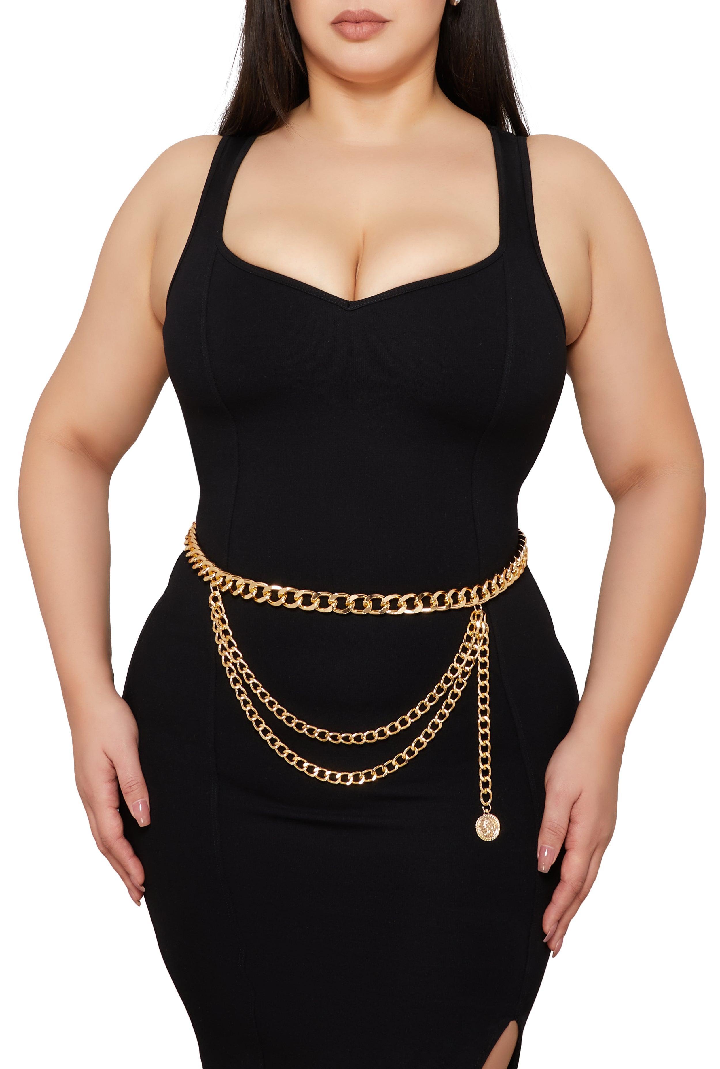 Plus Size Metallic Layered Chain Belt Female Product Image