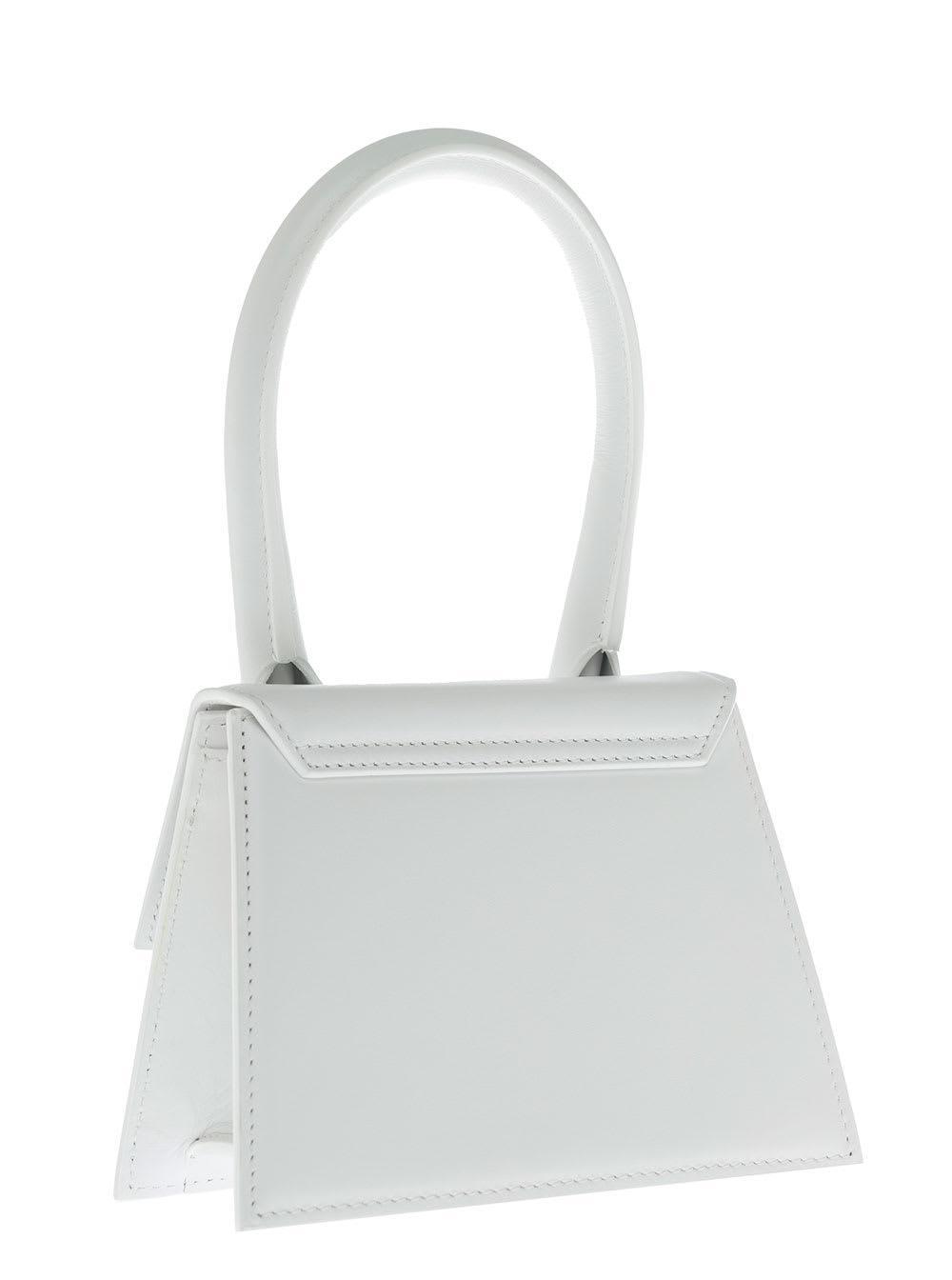 JACQUEMUS Le Chiquito Moyen White Handbag In Leather Woman In 100 White Product Image