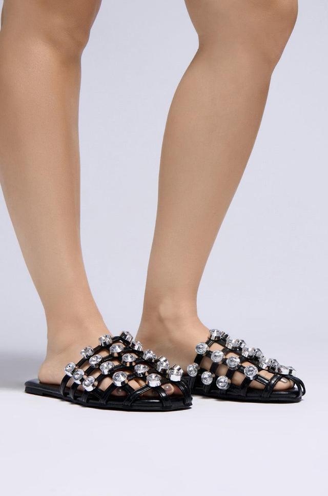 AZALEA WANG XERES GEM EMBELLISHED FLAT IN BLACK Product Image