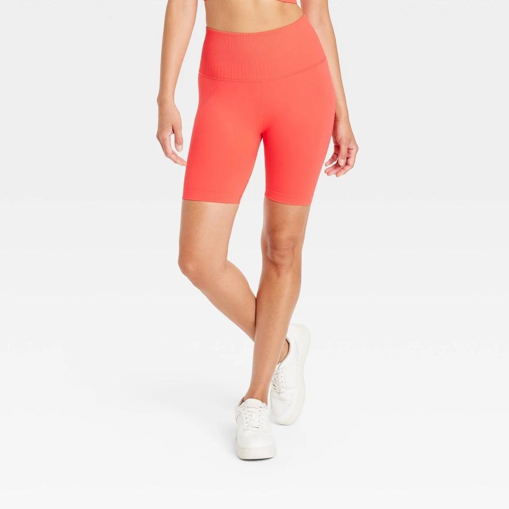 Womens Seamless High-Rise 6 Bike Shorts - JoyLab Coral Red Product Image