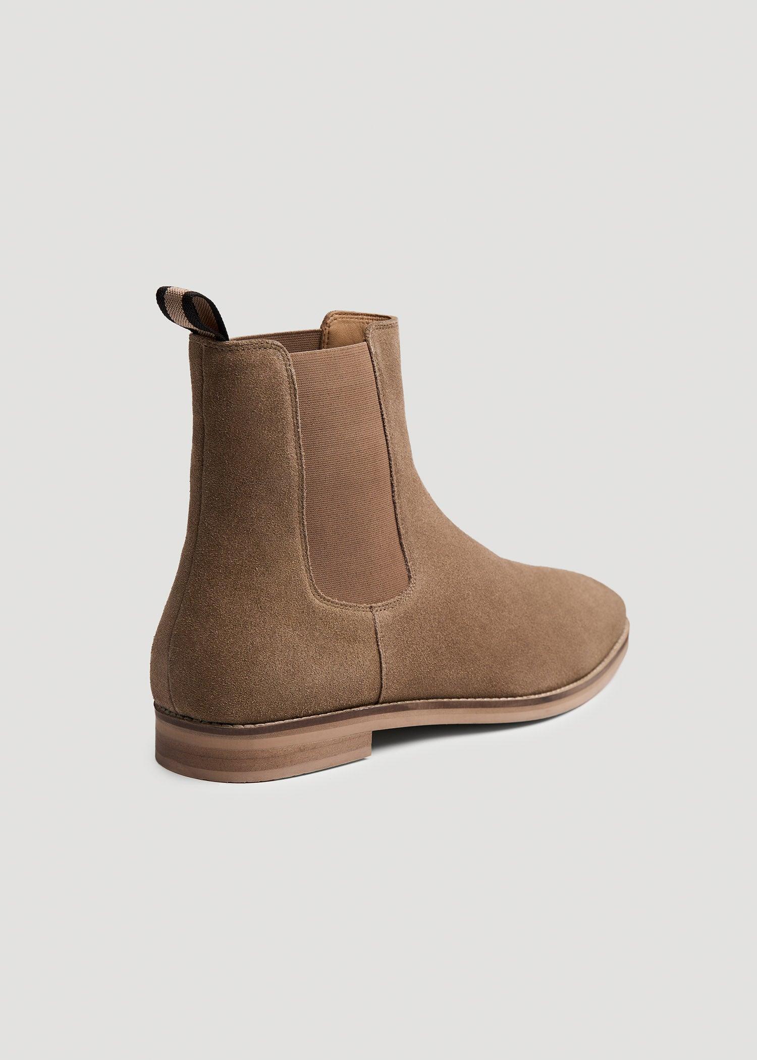 Tall Men's Suede Pull-On Boots in Beige Product Image