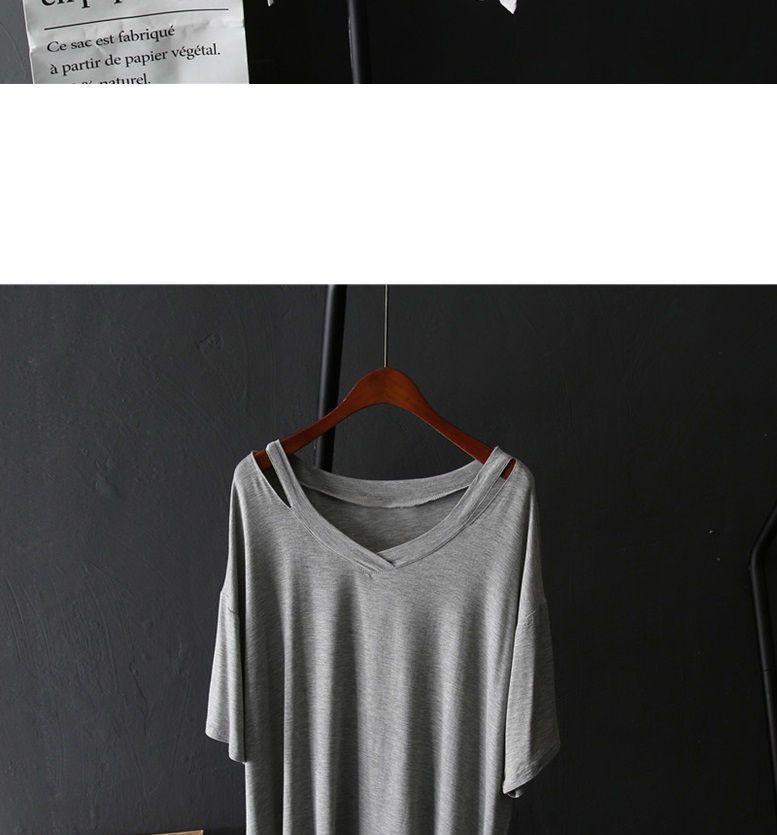 V-Neck Cutout Short-Sleeve T-Shirt Product Image