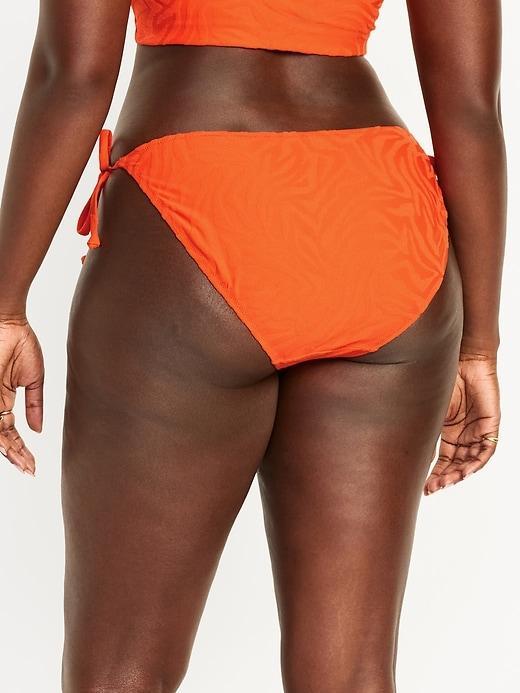 Mid-Rise Textured String Bikini Swim Bottoms Product Image