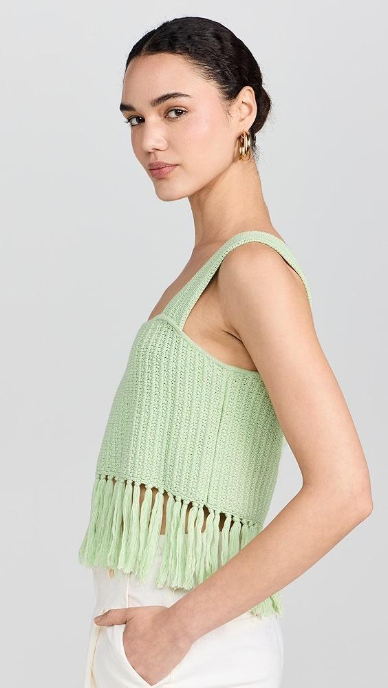 KITRI Roxanna Pistachio Crochet Knit Top | Shopbop Product Image