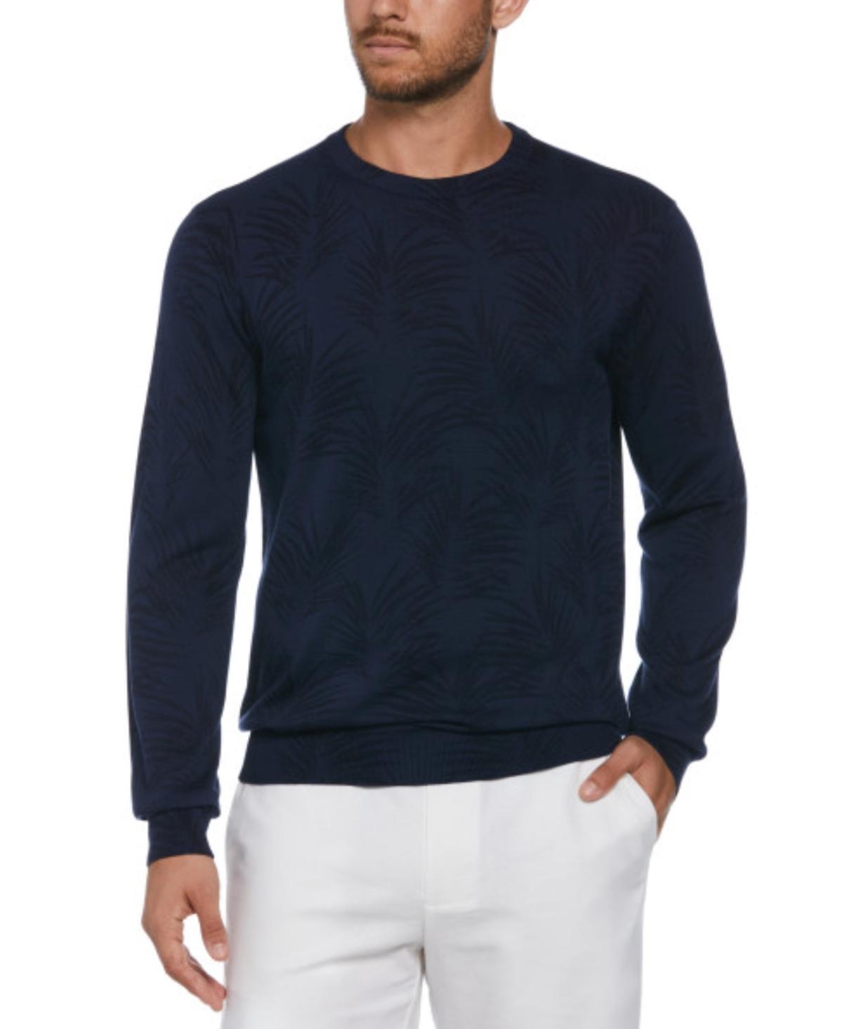 Cubavera Mens Palm Print Crewneck Jacquard Sweater Product Image