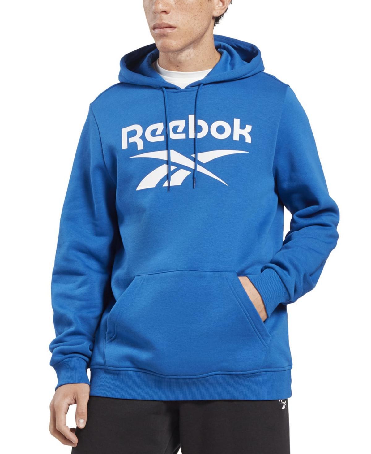 Reebok Mens Identity Classic-Fit Stacked Logo-Print Fleece Hoodie - Royal Product Image