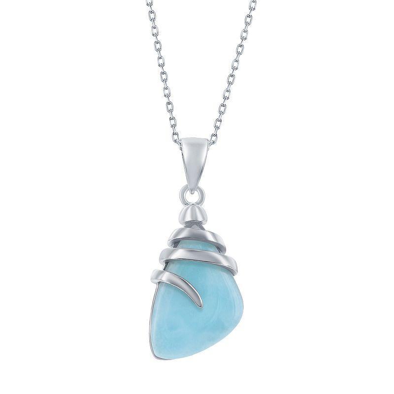 Sterling Silver Larimar Pendant Necklace, Womens Blue Product Image