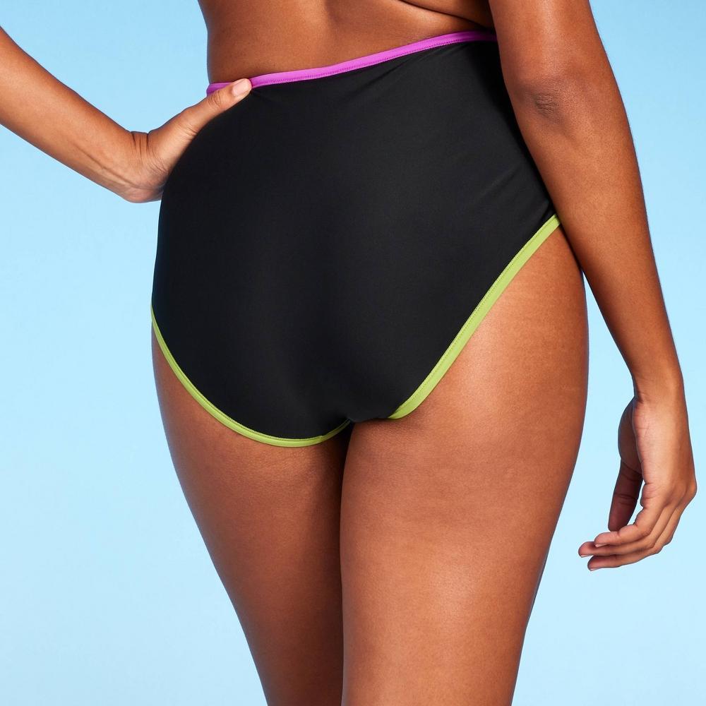 Womens Contrast Binding High Waist Bikini Bottom - Shade & Shore Black X Product Image