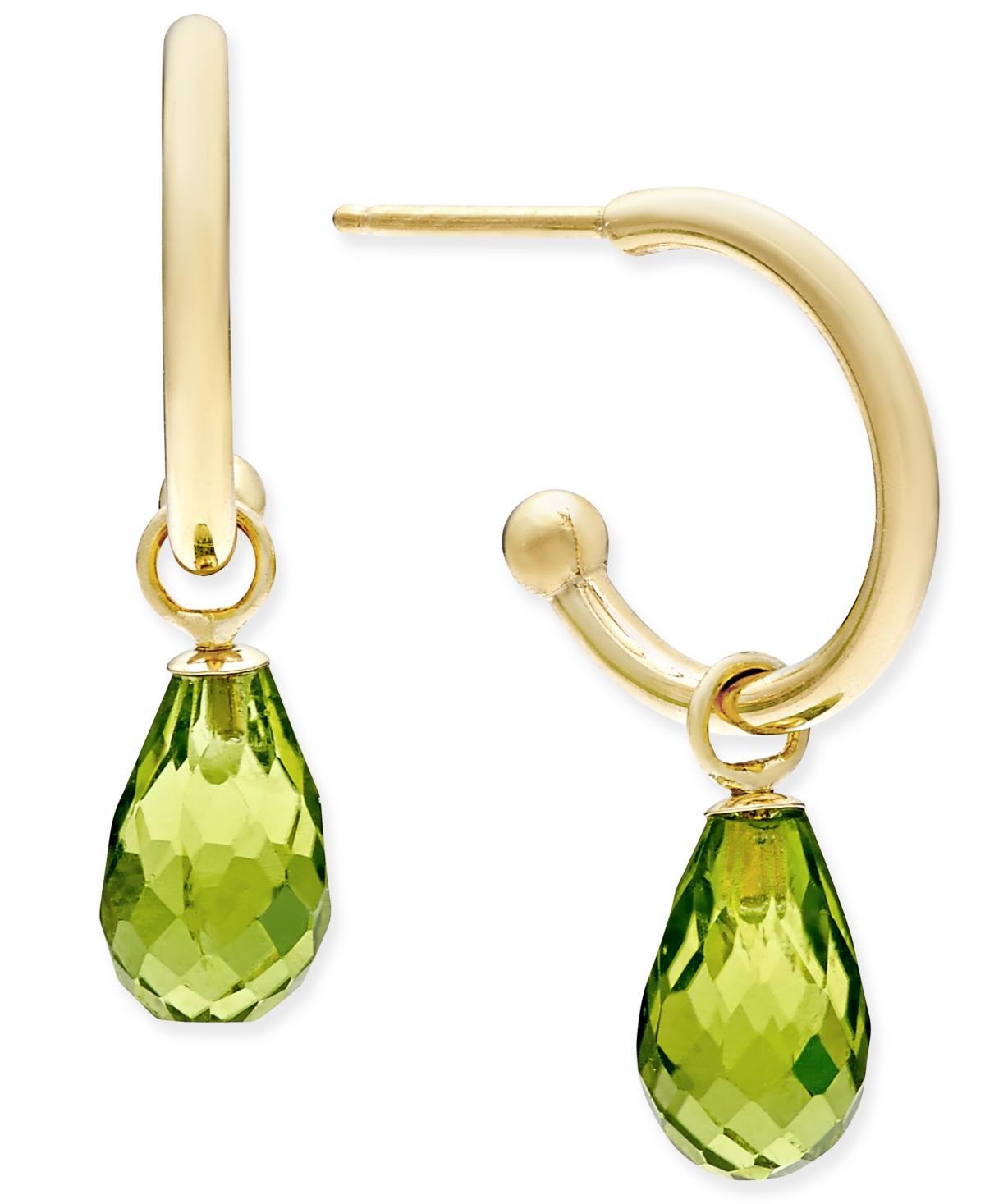 Bloomingdales Peridot Briolette Dangle Mini Hoop Earrings in 14K Yellow Gold - 100% Exclusive Product Image