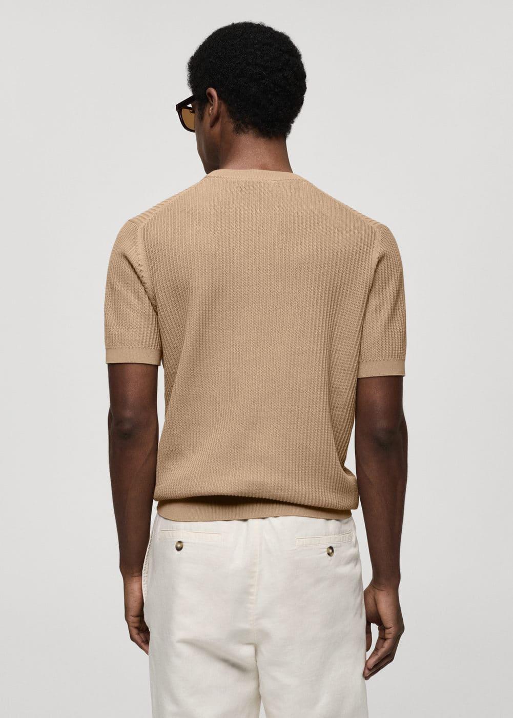 MANGO MAN - Ribbed knit t-shirt beigeMen Product Image