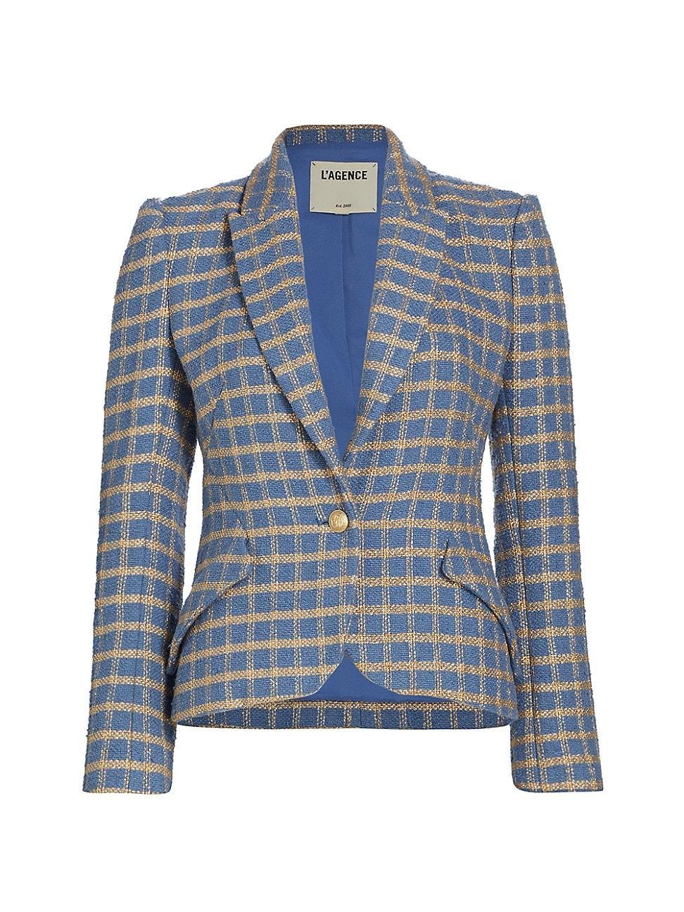 Womens Jennah Check Cotton-Blend Crop Blazer Product Image