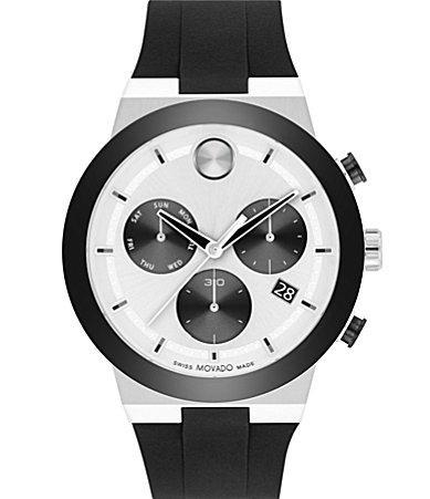 Movado Bold Mens Fusion Quartz Chronograph Black Silicone Strap Watch Product Image