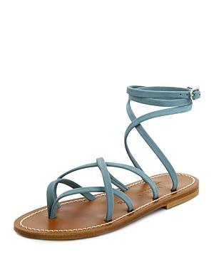 K. Jacques Womens Zenobie Leather Ankle Wrap Thong Sandals Product Image